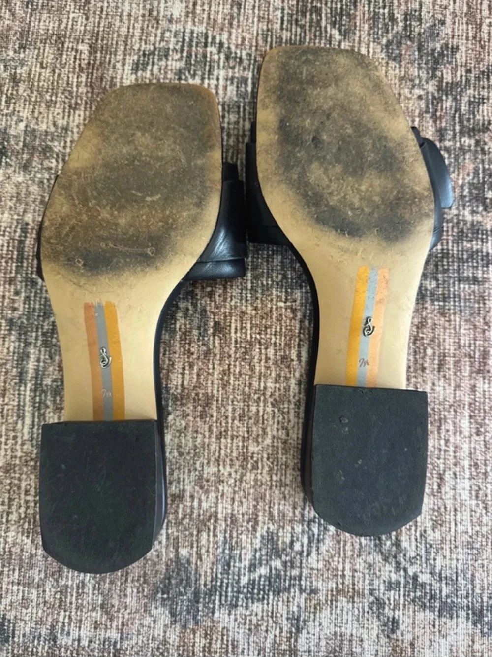 Sam Edelman Deacon Black Leather Slide Mules with Tortoiseshell Buckle